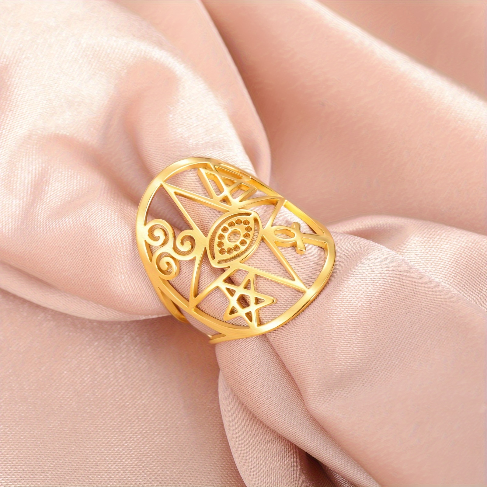 Men's Adjustable Celtic Knot Star Ring, Bohemian Vintage Style